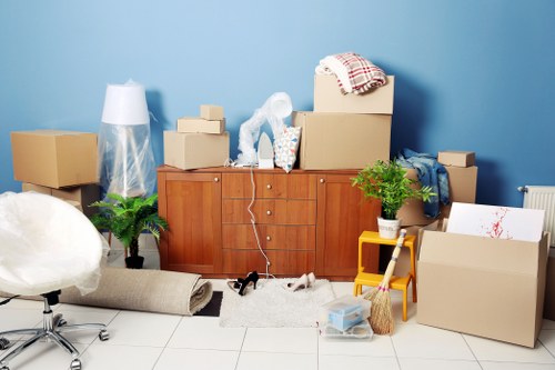 Removal team preparing items for a UK move