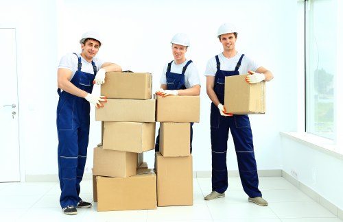 Moving truck and boxes during a scheduled removal